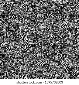 Seamless Vector. Black and white zebra skin background. Repeatable ready template for textile, web design and backgrounds.
