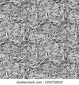 Seamless Vector. Black and white zebra skin background. Repeatable ready template for textile, web design and backgrounds.