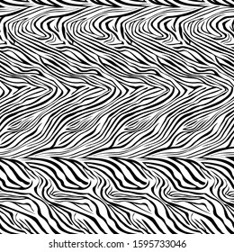 Seamless Vector. Black and white zebra skin background. Repeatable ready template for textile, web design and backgrounds.