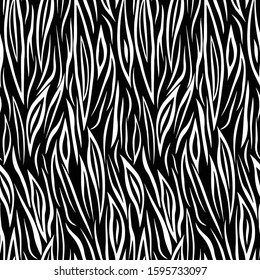 Seamless Vector. Black and white zebra skin background. Repeatable ready template for textile, web design and backgrounds.