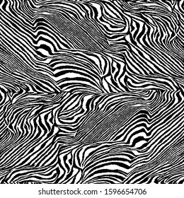 Seamless Vector. Black and white zebra skin background. Repeatable ready template for textile, web design and backgrounds.
