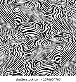 Seamless Vector. Black and white zebra skin background. Repeatable ready template for textile, web design and backgrounds.