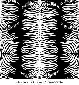 Seamless Vector. Black and white zebra skin background. Repeatable ready template for textile, web design and backgrounds.