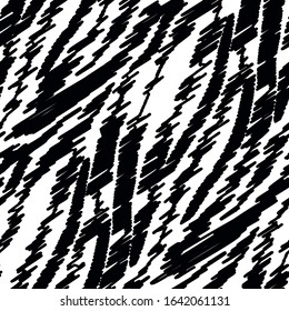 Seamless vector black and white zebra hand drawn pattern. Stylish wild zebra print. Animal print background for fabric, textile, design, advertising banner.