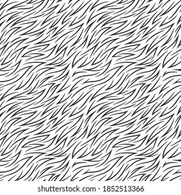 Seamless vector black and white zebra fur pattern. Stylish wild zebra print. Animal print background for fabric, textile, design, advertising banner.