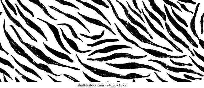 Seamless vector black and white zebra pattern. Stylish wild zebra print. Animal print background for fabric, textile, design, advertising banner.
