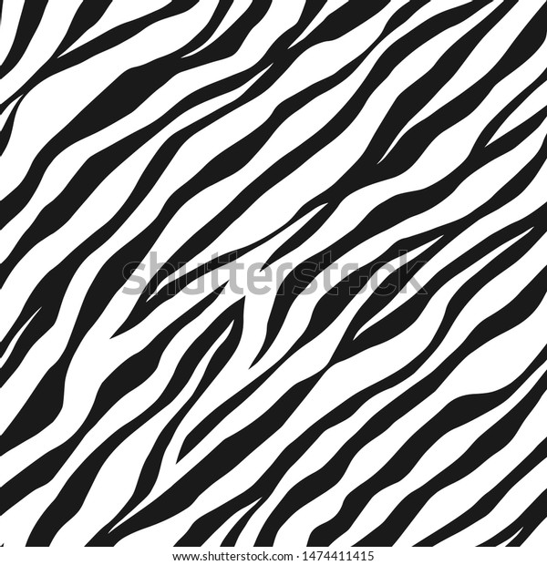 Seamless vector black and white zebra fur\
pattern. Stylish wild zebra print. Animal print background for\
fabric, textile, design, advertising\
banner.