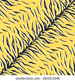 Seamless vector black and yellow tiger pattern. Stylish wild tiger stripes print. Animal print background for fabric, textile, design, cover, advertising banner etc. 10 eps design.