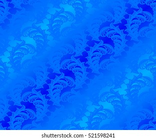 Seamless vector blue background with frozen floral pattern.
