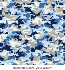 seamless vector blue cameo pattern on background