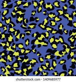 Seamless vector blue leopard pattern.  Trendy stylish wild gepard, leopard print. Animal print background for fabric, textile, design, advertising banner.