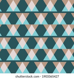 Seamless vector blue multicolor mosaic triangles pattern. Stylish repeat abstract background for fabric, textile, web, cover, wrapping etc.