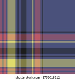 Seamless vector blue multicolor plaid pattern. Tartan background. Classic pattern. For fabric, design, textile, wrapping, cover etc.