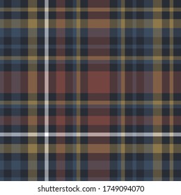 Seamless vector blue multicolor tartan pattern. Plaid background. Classic fashion ornate pattern. For design, fabric, textile, wrapping etc.