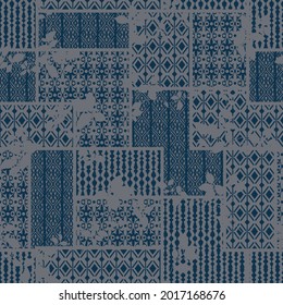 Seamless Vector Blue Negative With Bandanna Pattern On Grey Background