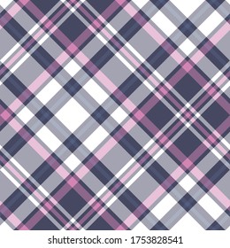 Nahtlose Vektorblau und rosafarbenes Tartan-Muster. Plaid Hintergrund. Klassisches Modedesign. für Gewebe, Textilien, Umhüllungen