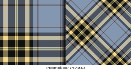 Seamless vector blue stylish tartan pattern. Plaid background. Classic fashion ornate pattern for fabric, textile, wrapping, design.