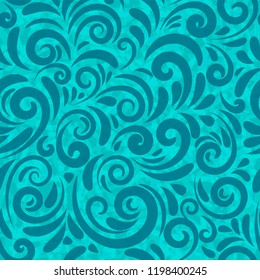 Seamless vector blue swirls pattern