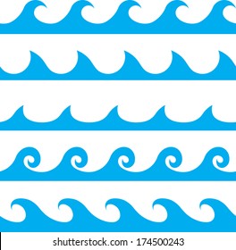 Seamless vector blue wave line pattern