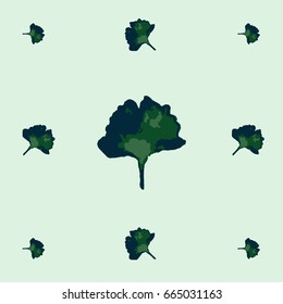 Seamless vector boho hipster pattern with Gingko Biloba leaves on a mint green background. Floral summer pattern for notebooks or children's fashion. Retro vintage trendy exotic endless background.