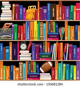 Seamless vector book shelf vector pattern.