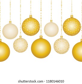 seamless vector border with christmas balls isolated on white background