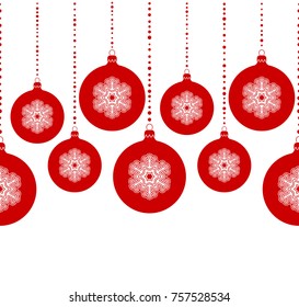 seamless vector border with christmas balls isolated on white background