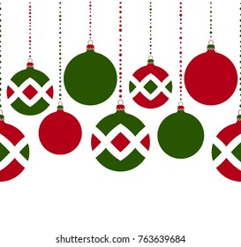 seamless vector border with christmas balls isolated on white background