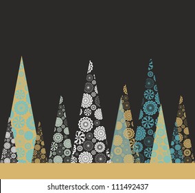 Seamless vector border design with stylized Christmas trees