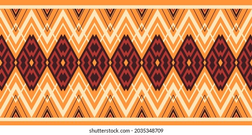 Seamless vector border with ethnic ornament. Geometric boho design for textiles. 