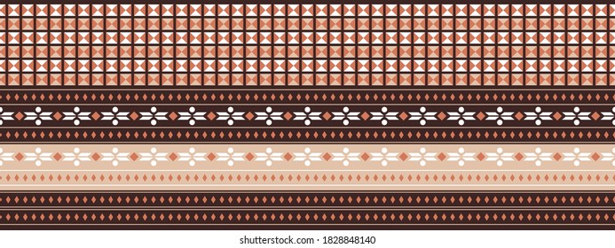 Seamless vector border in ethnic style. Geometric ornament. Decorative strip for textiles.