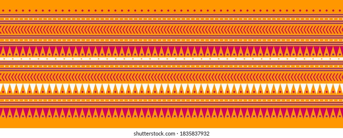 Seamless vector border in ethnic style. Geometric ornament. Decorative strip for textiles.