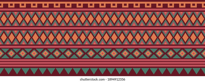 Seamless vector border in ethnic style. Geometric ornament. Decorative strip for textiles.
