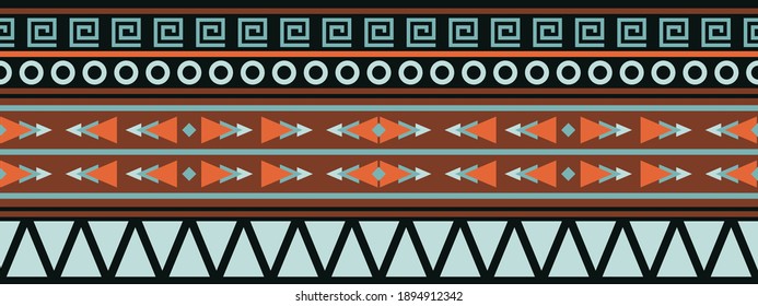 Seamless vector border in ethnic style. Geometric ornament. Decorative strip for textiles.