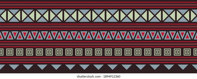 Frontera vectorial sin foco al estilo étnico. Ornamento geométrico. Tira decorativa para textiles.