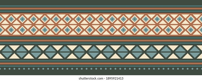 Seamless vector border in ethnic style. Geometric ornament. Decorative strip for textiles.