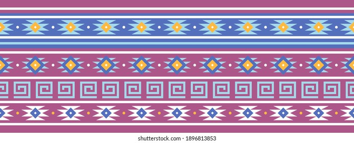 Frontera vectorial sin foco al estilo étnico. Ornamento geométrico. Tira decorativa para textiles.