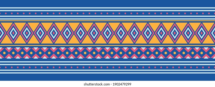 Seamless vector border in ethnic style. Geometric ornament. Decorative strip for textiles.