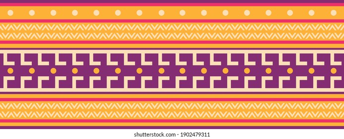 Seamless vector border in ethnic style. Geometric ornament. Decorative strip for textiles.