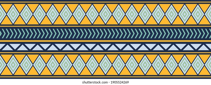 Seamless vector border in ethnic style. Geometric ornament. Decorative strip for textiles.