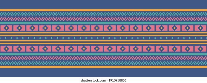 Seamless vector border in ethnic style. Geometric ornament. Decorative strip for textiles.