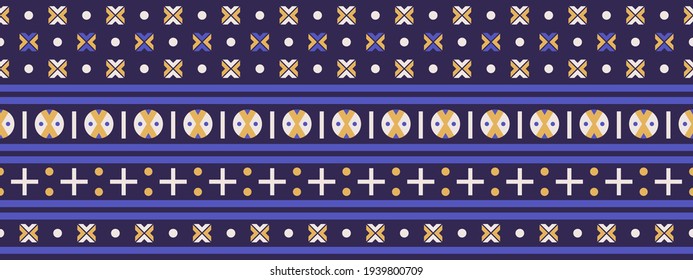 Seamless vector border in ethnic style. Geometric ornament. Decorative stripe for textiles.
