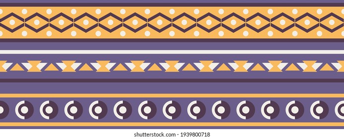 Frontera vectorial sin foco al estilo étnico. Ornamento geométrico. Banda decorativa para textiles.