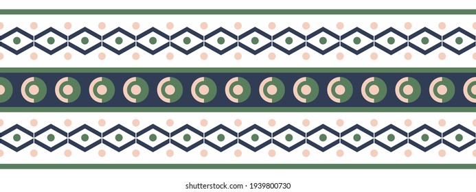 Frontera vectorial sin foco al estilo étnico. Ornamento geométrico. Banda decorativa para textiles.