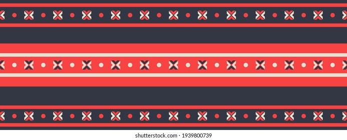 Seamless vector border in ethnic style. Geometric ornament. Decorative stripe for textiles.