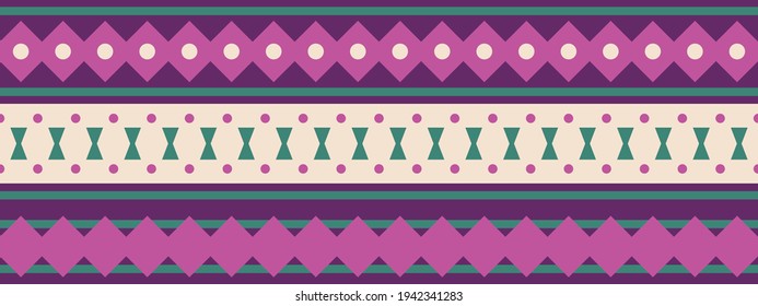 Frontera vectorial sin foco al estilo étnico. Ornamento geométrico. Banda decorativa para textiles.