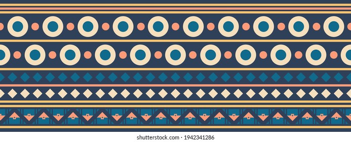 Frontera vectorial sin foco al estilo étnico. Ornamento geométrico. Banda decorativa para textiles.