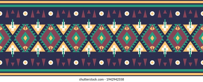 Seamless vector border in ethnic style. Geometric ornament. Decorative strip for textiles.
