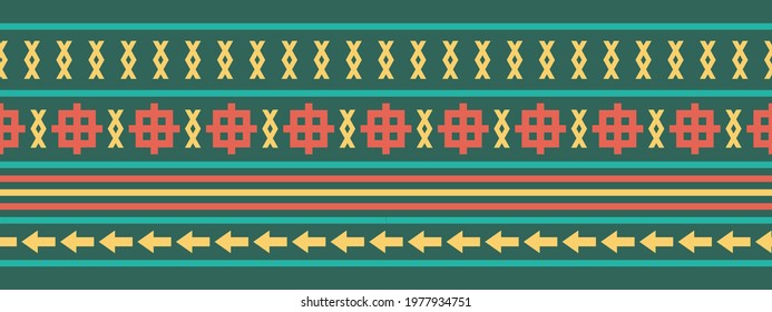 Seamless vector border in ethnic style. Geometric ornament. Decorative strip for textiles.