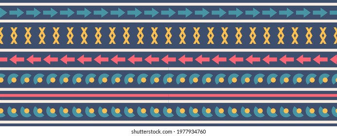 Seamless vector border in ethnic style. Geometric ornament. Decorative strip for textiles.